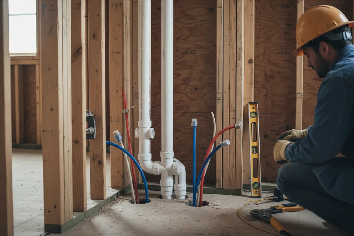 Drain and supply rough-in during Toilet Repair and Installation in Fayette
